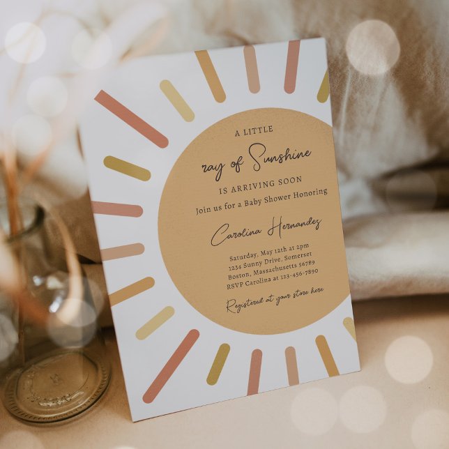 Boho Little Ray Of Sunshine Baby Shower Invitation (Creator Uploaded)