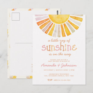 Boho Little Ray of Sunshine Baby Shower Postcard