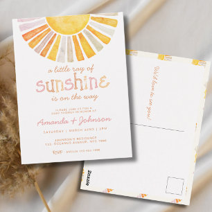 Boho Little Ray of Sunshine Baby Shower Postcard