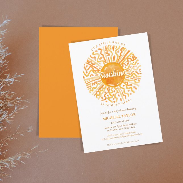 Boho Little Ray of Sunshine Gender Neutral Invitation (Creator Uploaded)