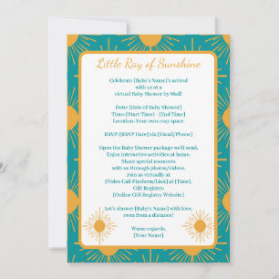 Boho Little Ray Sun Turquoise Shower By Distance Invitation