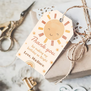 Boho Little Sunshine Birthday Thank You Gift Tags