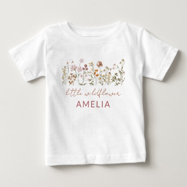 Boho Little Wildflower 1st Birthday Baby Baby T-Shirt (Front)