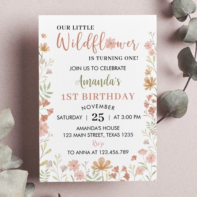 Boho Little Wildflower 1st Birthday Invitation (Creator Uploaded)