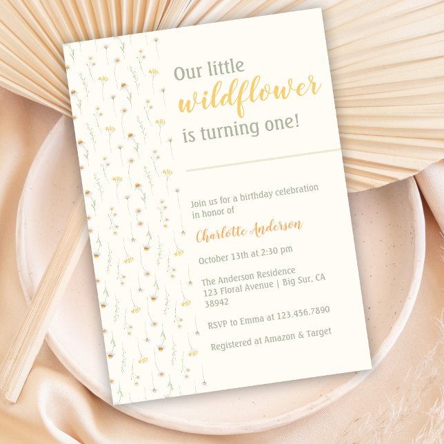 Boho Little Wildflower 1st Birthday Party Invitation (Creator Uploaded)
