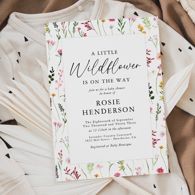 Boho Little Wildflower Baby Shower Invitation (Creator Uploaded)