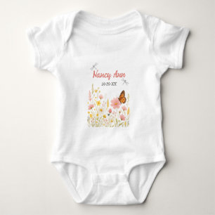 Boho Little Wildflower Custom Baby Name Bodysuit
