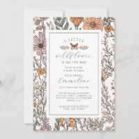 Boho Little Wildflower Girl Baby Shower Invitation