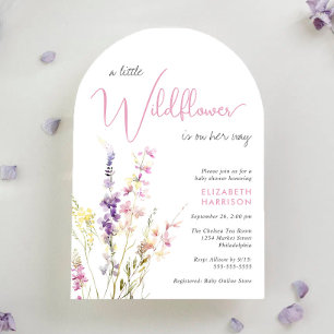 Boho Little Wildflower Watercolor Arch Baby Shower Invitation