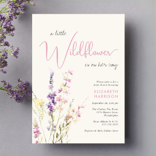 Boho Little Wildflower Watercolor Baby Shower Invitation