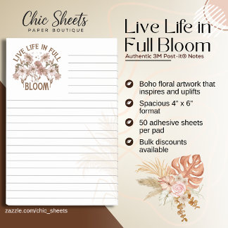 Boho Live Life in Full Bloom 3M Post-it® Notes