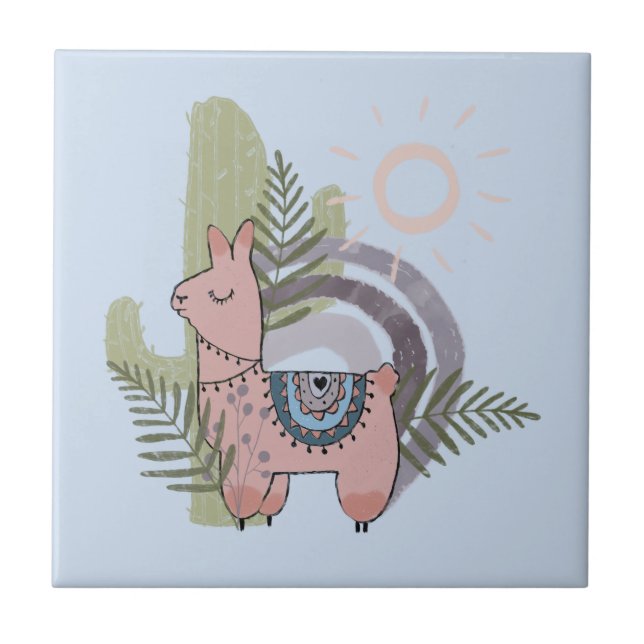 Boho Llama Tile (Front)