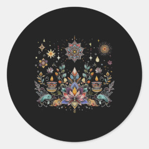 Boho Lotus Star Mandala Spiritual, Yoga Lover, Med Classic Round Sticker