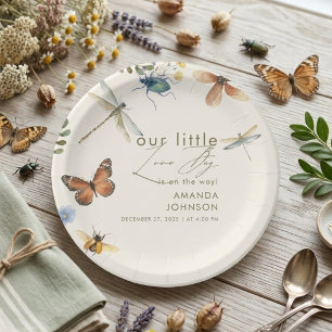 Boho Love Bug Insects Dragonfly baby shower   Paper Plate