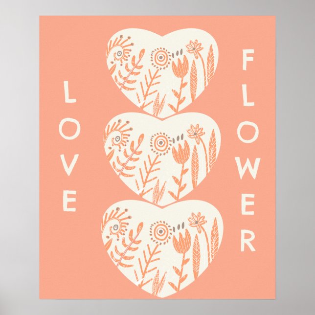 Boho Love Flower Heart  Poster (Front)