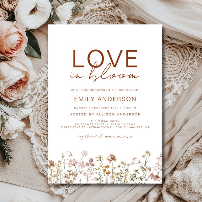 Boho Love in Bloom Wildflower Bridal Shower Invitation (Creator Uploaded)