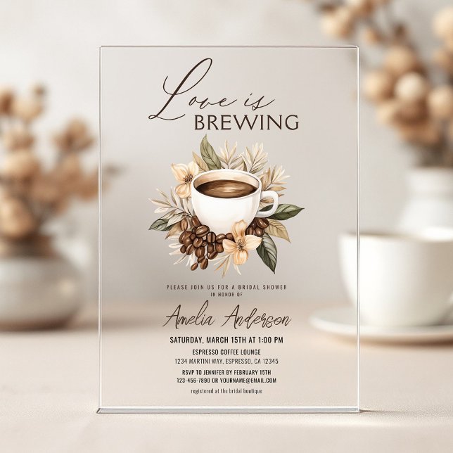 Boho Love is Brewing Bridal Shower Acrylic Invitations (Creator Uploaded)