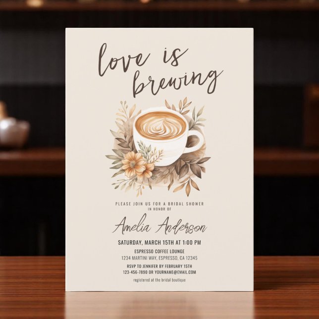 Boho Love is Brewing Coffee Bridal Shower Invitation (Creator Uploaded)