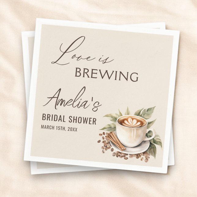Boho Love is Brewing Coffee Bridal Shower Napkin (Creator Uploaded)