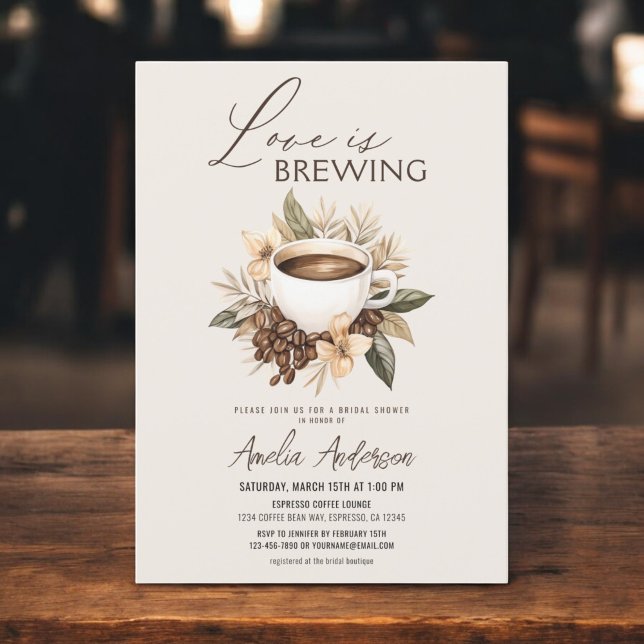 Boho Love is Brewing Coffee Latte Bridal Shower Invitation (Creator Uploaded)