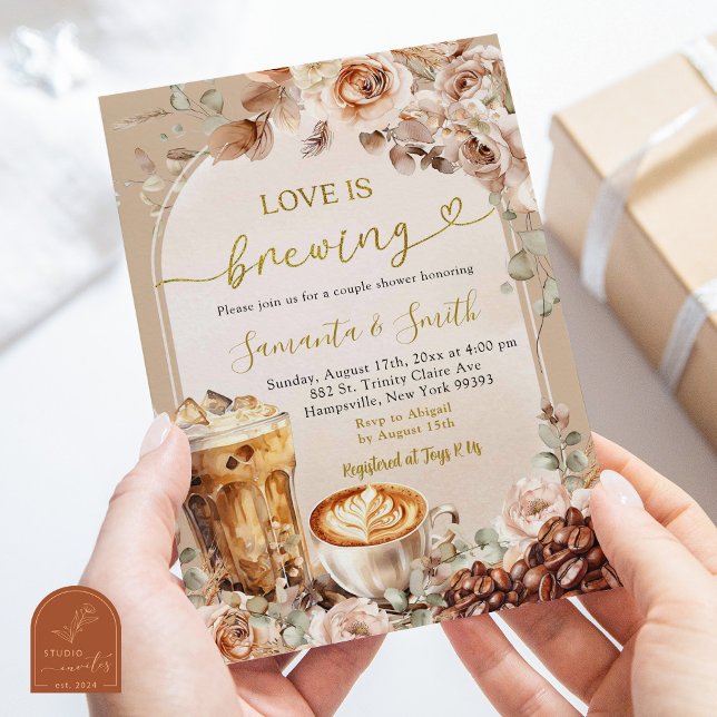 Boho Love Is Brewing Espresso Couples Shower Invitation (Creator Uploaded)