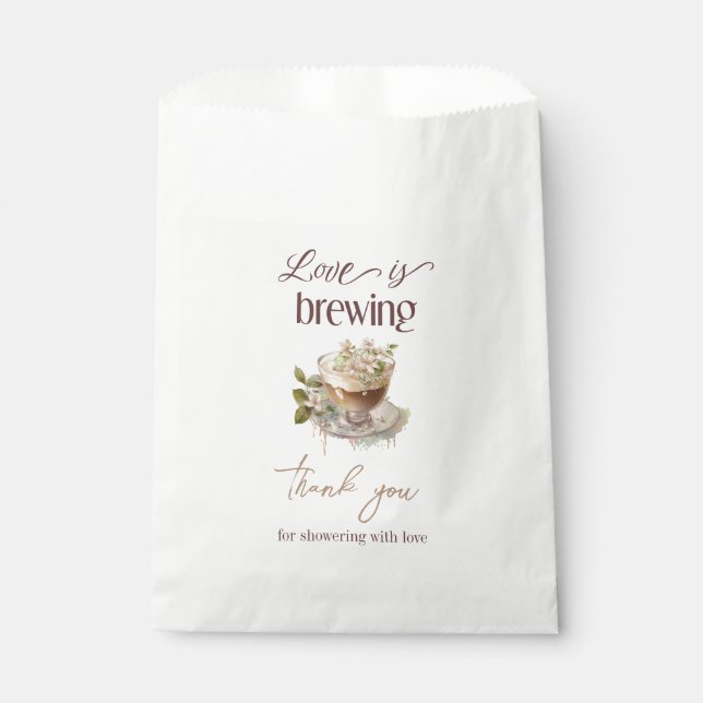 Boho Love is Brewing Floral Bridal Shower Brunch Favour Bags (Front)