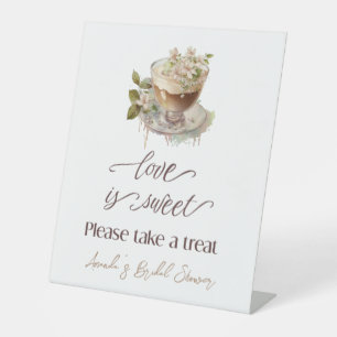 Boho Love is Brewing Floral Bridal Shower Brunch Pedestal Sign