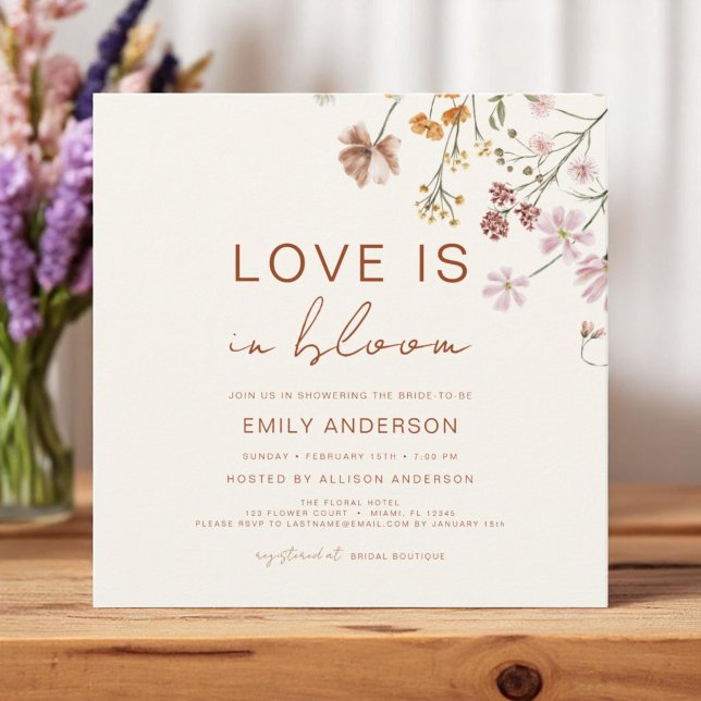 Boho Love is in Bloom Wildflower Bridal Shower Invitation (Creator Uploaded)