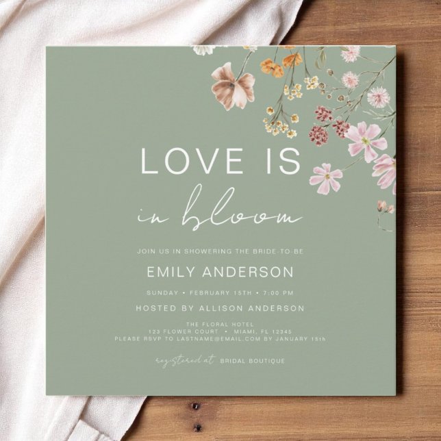 Boho Love is in Bloom Wildflower Bridal Shower Invitation (Creator Uploaded)