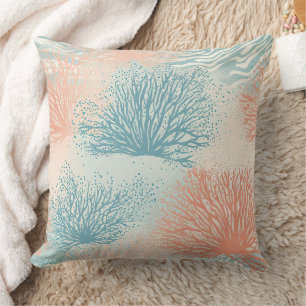 Boho Luxe Watercolor Coastal Coral Pattern (5) Cushion