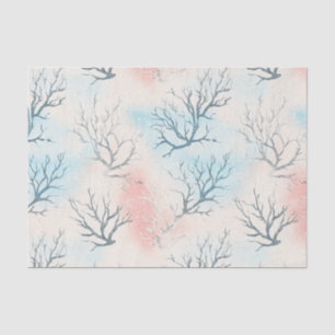 Boho Luxe Watercolor Coastal Coral Pattern Tissue Paper