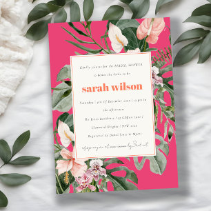Boho Magenta Blush Tropical Floral Bridal Shower Invitation