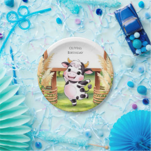 Boho Magical Cow Birthday Paper Plate