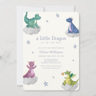 Boho Magical Little Dragon Baby Shower Invitation