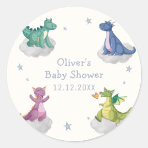 Boho Magical Little Stars Dragon Baby Shower Classic Round Sticker