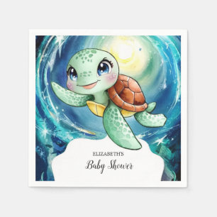 Boho Magical Ocean Turtle Baby Shower Napkin