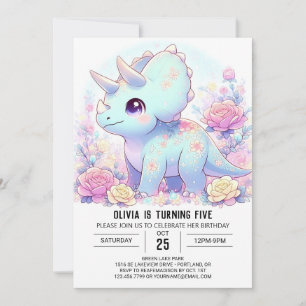 Boho Majestic Dinosaur Digital Birthday  Invitation
