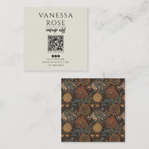 Boho Makeup Artist Dusty Grey QR Code Square Business Card