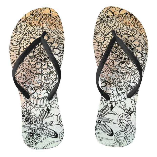 Boho Mandala Bohemian Art Jandals (Footbed)