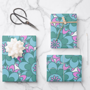 Boho Mandala Flower Colourful Retro Groovy Pattern Wrapping Paper Sheet