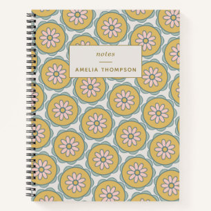 Boho Mandala Flower in Yellow Personalised  Notebook