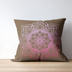 Boho Mandala Pink Brown Cushion