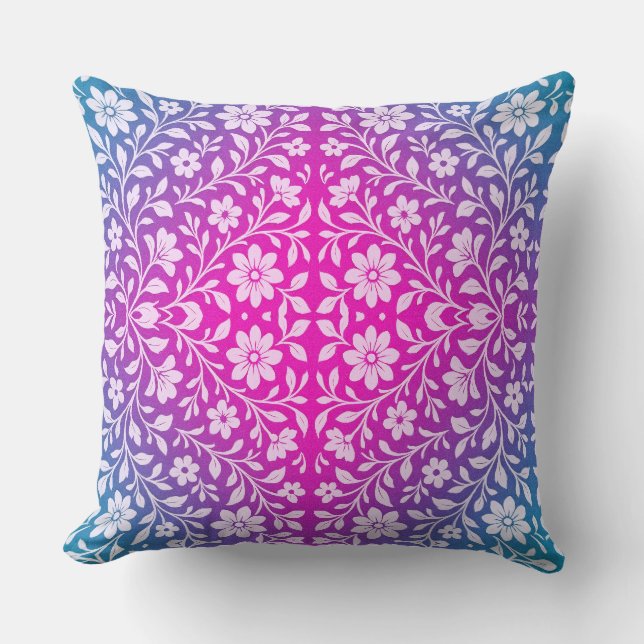Boho Mandala Pink & Purple throw Pillow (Front)