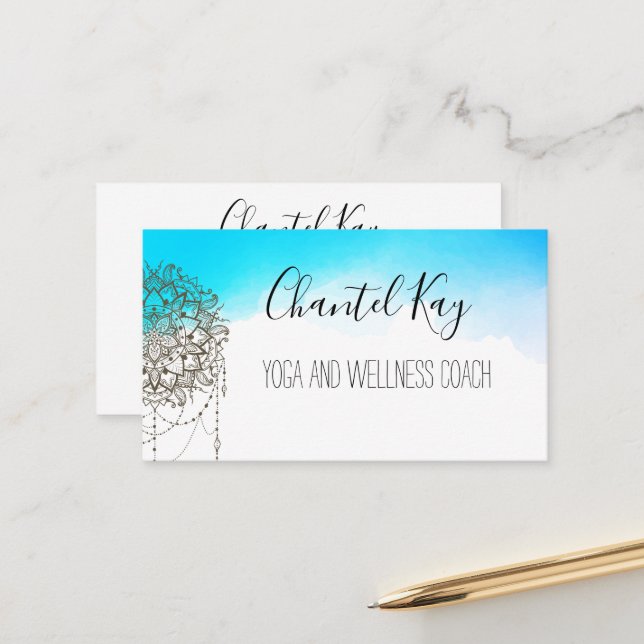 Boho Mandala Watercolor Business Card (Front/Back In Situ)