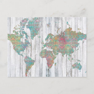 Boho Map II Postcard