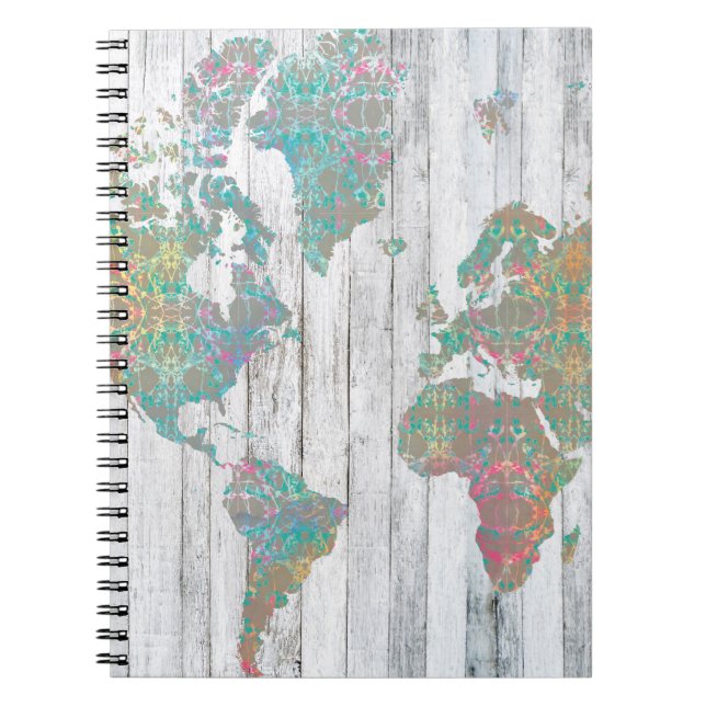 Boho Map II Spiral Notebook (Front)