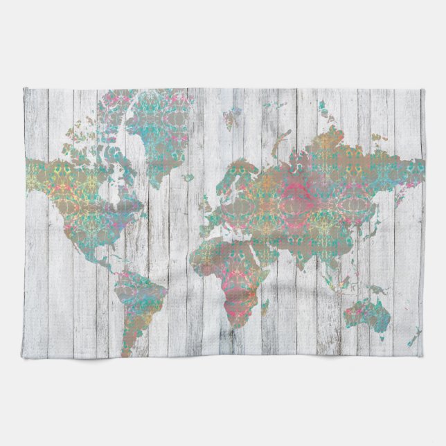 Boho Map II Tea Towel (Horizontal)