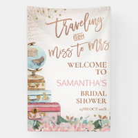 Boho Map Traveling Miss Mrs Bridal Shower Banner
