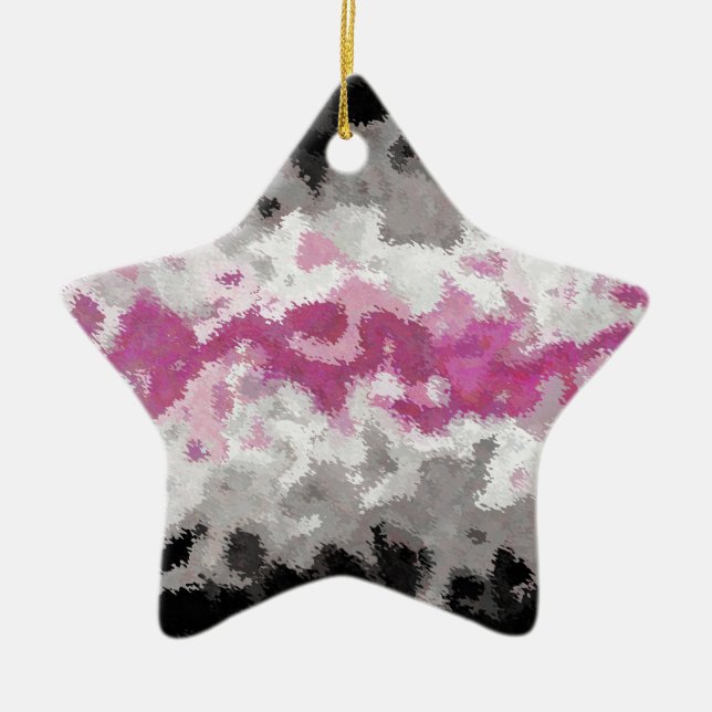 Boho Marbled Abstract Librafeminine Pride Flag Ceramic Tree Decoration (Front)