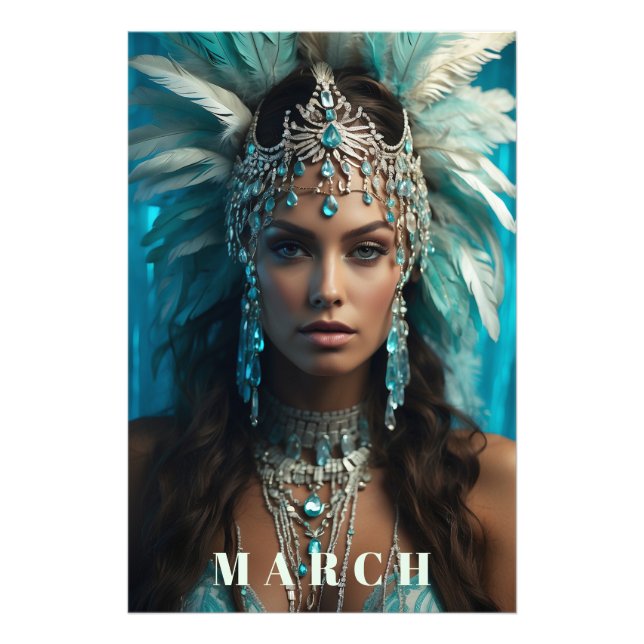 *~* Boho MARCH  AQUAMARINE Headdress AP53 Photo Print (Front)